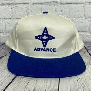 Vintage Hat Cap Snapback Cream White Blue Advance Canada 100% Cotton Item# 2
